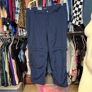 Columbia women size 14 short convertible Omni-shade pants solid navy blue shorts